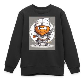 Ginger Ninja 3 - Kids Premium Organic Sweatshirt - black - Front - AI Model Kid Female (0cm)