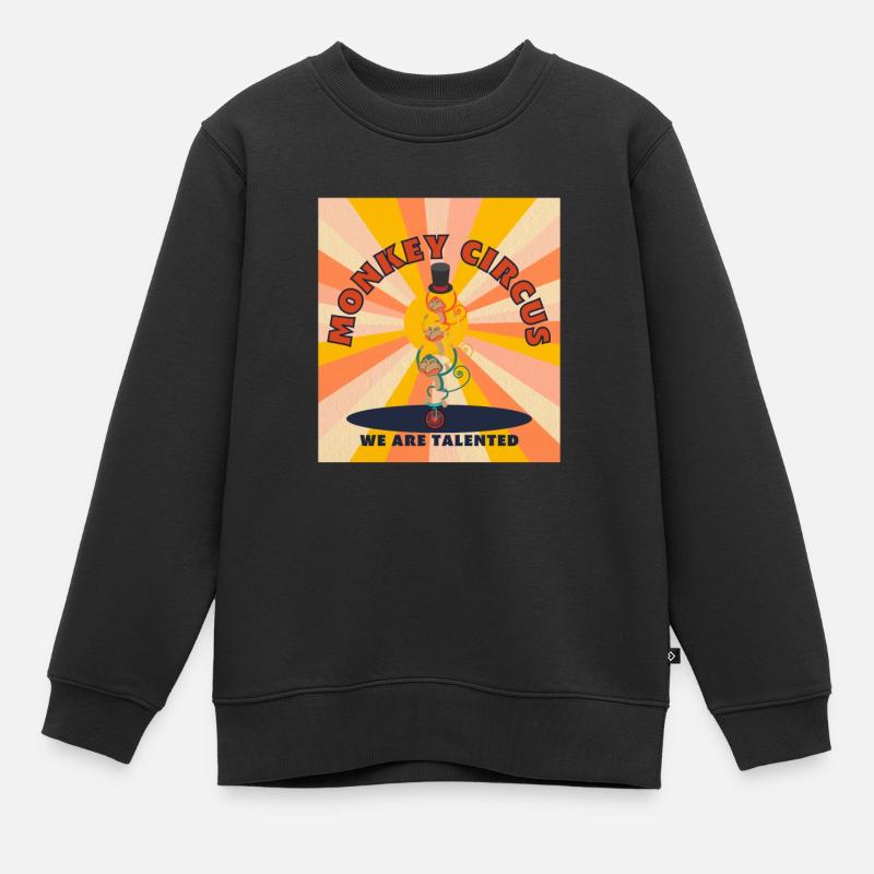Monkey Circus - jaune orangé - Sweat Premium enfant bio - noir