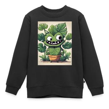 Monastera Blumentopf Buddy - Kinder Premium Organic Sweatshirt - Schwarz - Vorne - AI Model Kid Female (0cm)
