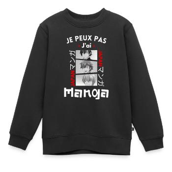 Je peux pas j'ai manga -manga - Sweat Premium enfant bio - noir - Devant - AI Model Kid Female (0cm)