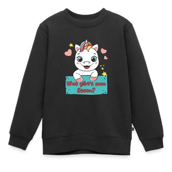 Einhorn - Was gibt's zum Essen? - Kinder Premium Organic Sweatshirt - Schwarz - Vorne - AI Model Kid Female (0cm)