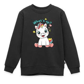Unicorn - Quoi de neuf ? - Sweat Premium enfant bio - noir - Devant - AI Model Kid Female (0cm)