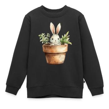 Lapin dans un pot de fleurs - pour la classe lapin - Sweat Premium enfant bio - noir - Devant - AI Model Kid Female (0cm)