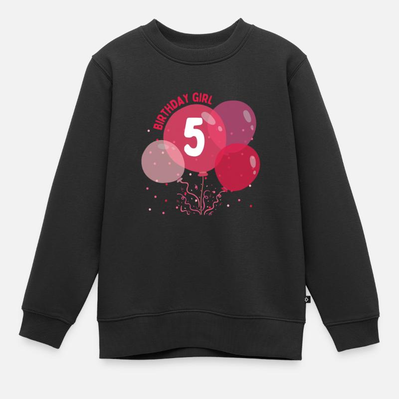 Fille d’anniversaire 5ème anniversaire - Sweat Premium enfant bio - noir