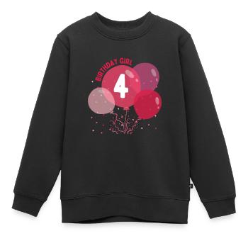 Birthday Girl 4. Geburtstag - Kinder Premium Organic Sweatshirt - Schwarz - Vorne - AI Model Kid Female (0cm)