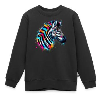 Zebra - Kinder Premium Organic Sweatshirt - Schwarz - Vorne - AI Model Kid Female (0cm)