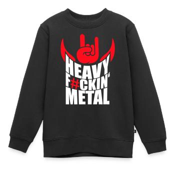 Heavy F#ckin' Metal Hard Rock Musique Texte Citation amusante - Sweat Premium enfant bio - noir - Devant - AI Model Kid Female (0cm)