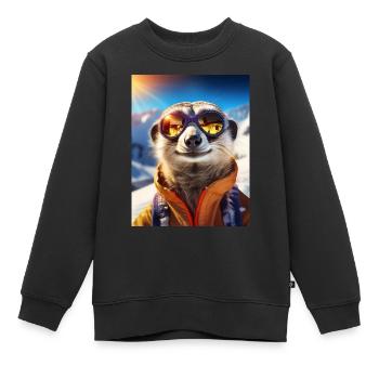 Suricates en vacances au ski - Sweat Premium enfant bio - noir - Devant - AI Model Kid Female (0cm)