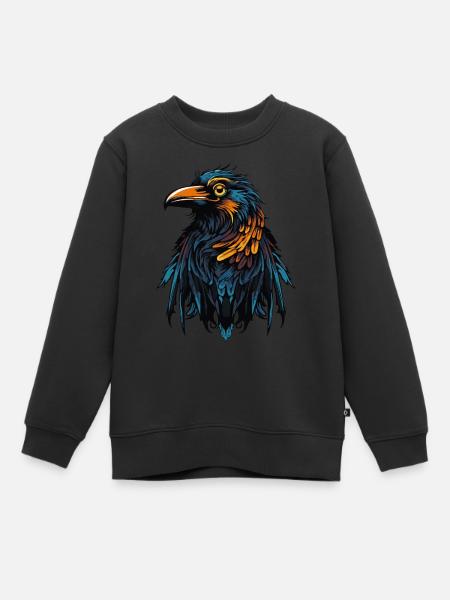 Rabe Vogel - Kinder Premium Organic Sweatshirt - Schwarz