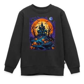 Hexenhaus mit Fledermäusen - Kinder Premium Organic Sweatshirt - Schwarz - Vorne - AI Model Kid Female (0cm)