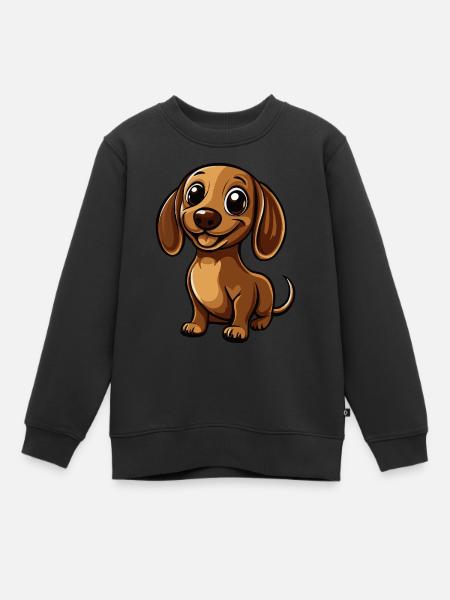 Dackel DachsHund Comic Niedlich - Kinder Premium Organic Sweatshirt - Schwarz