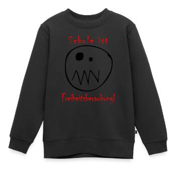 Schule ist Freiheitsberaubung | schwarz-rot - Kinder Premium Organic Sweatshirt - Schwarz - Vorne - AI Model Kid Female (0cm)