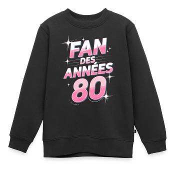 Fan des années 80 - Sweat Premium enfant bio - noir - Devant - AI Model Kid Female (0cm)