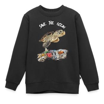Sauvons l’océan // Pollution - Sweat Premium enfant bio - noir - Devant - AI Model Kid Female (0cm)