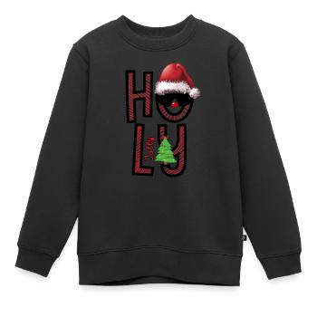 Holly jolly - Kinder Premium Organic Sweatshirt - Schwarz - Vorne - AI Model Kid Female (0cm)