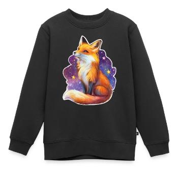 Renard et ciel étoilé - Sweat Premium enfant bio - noir - Devant - AI Model Kid Female (0cm)