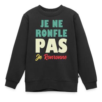 Je Ne Ronfle Pas Je Ronronne - Sweat Premium enfant bio - noir - Devant - AI Model Kid Female (0cm)