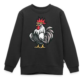 Coq Cartoon Couronne - Sweat Premium enfant bio - noir - Devant - AI Model Kid Female (0cm)