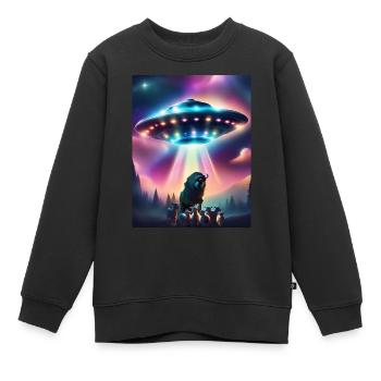 La soucoupe volante - Sweat Premium enfant bio - noir - Devant - AI Model Kid Female (0cm)