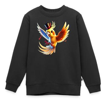 Nymphensittich macht Party - Kinder Premium Organic Sweatshirt - Schwarz - Vorne - AI Model Kid Female (0cm)