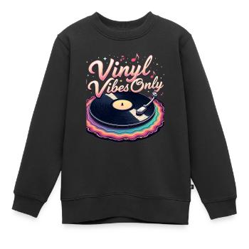 Nur Vinyl Vibes - Kinder Premium Organic Sweatshirt - Schwarz - Vorne - AI Model Kid Female (0cm)