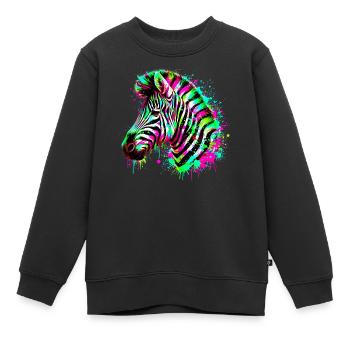 Zebra - Kinder Premium Organic Sweatshirt - Schwarz - Vorne - AI Model Kid Female (0cm)