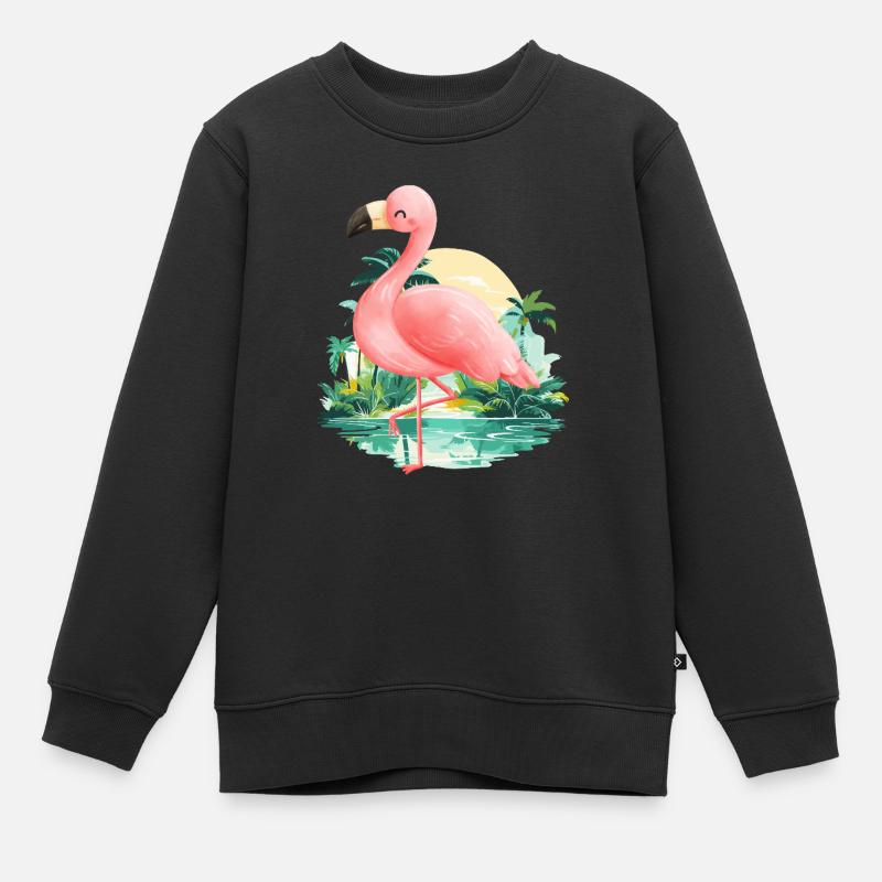 Flamingo - Kids Premium Organic Sweatshirt - black