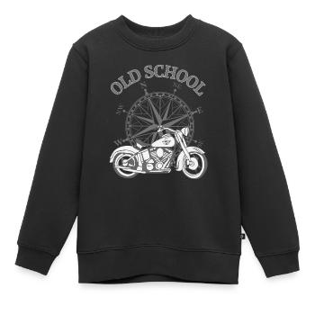 Vélo avec Old School - Sweat Premium enfant bio - noir - Devant - AI Model Kid Female (0cm)
