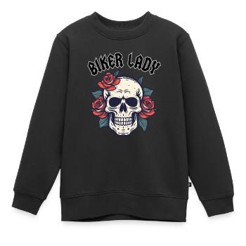 MOTARDE DAME À LA ROSE - Sweat Premium enfant bio - noir - Devant - AI Model Kid Female (0cm)