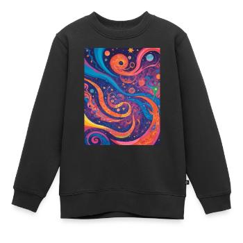 Abstraction cosmique - Sweat Premium enfant bio - noir - Devant - AI Model Kid Female (0cm)