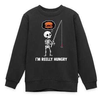 Ich bin hungrig - Kinder Premium Organic Sweatshirt - Schwarz - Vorne - AI Model Kid Female (0cm)