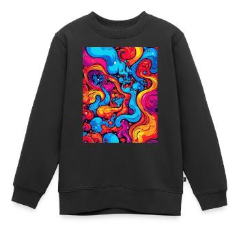 Art abstrait des tourbillons colorés - Sweat Premium enfant bio - noir - Devant - AI Model Kid Female (0cm)