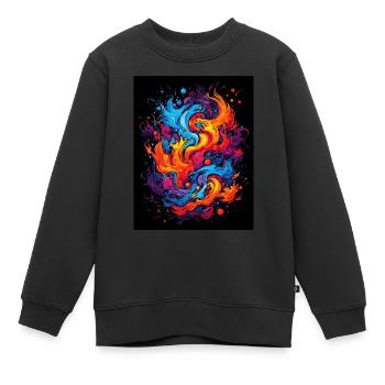Tourbillon abstrait de couleurs - Sweat Premium enfant bio - noir - Devant - AI Model Kid Female (0cm)