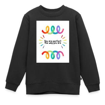 Fier - Sweat Premium enfant bio - noir - Devant - AI Model Kid Female (0cm)