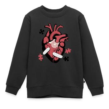 Broken Heart Puzzle – Emotionale Heilung Künstlerisch D - Kinder Premium Organic Sweatshirt - Schwarz - Vorne - AI Model Kid Female (0cm)