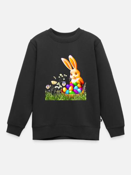 Osterhase mit bunten Eiern - Kinder Premium Organic Sweatshirt - Schwarz