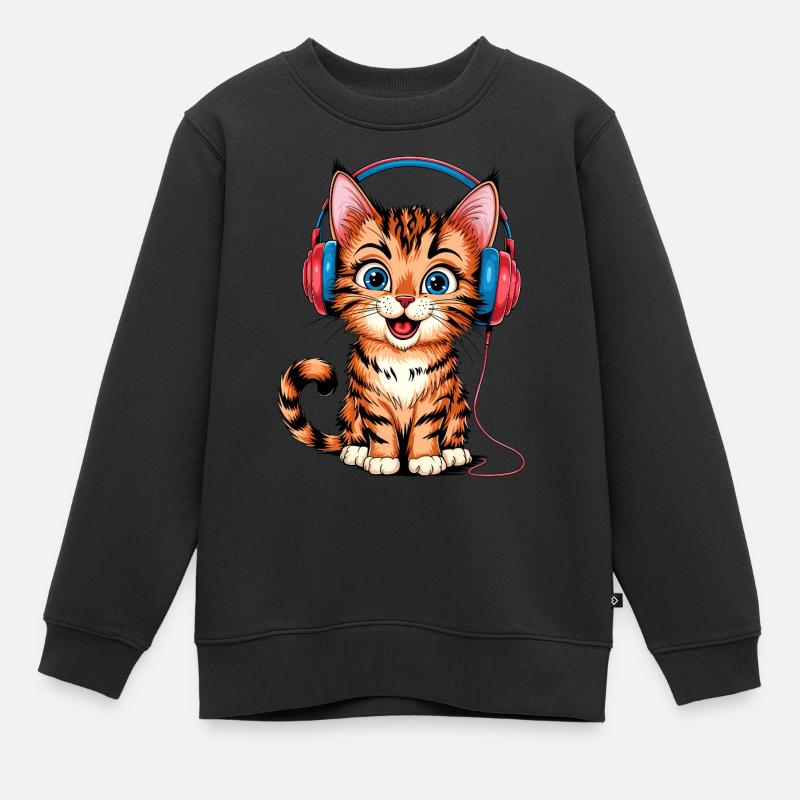 Casque chaton - Sweat Premium enfant bio - noir