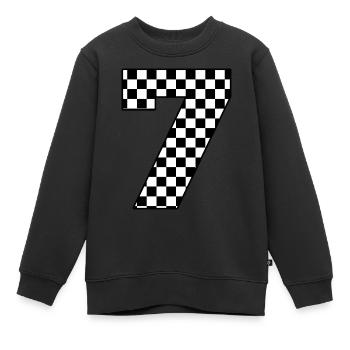Numéro 7 à carreaux - Sweat Premium enfant bio - noir - Devant - AI Model Kid Female (0cm)