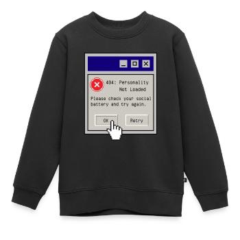 404 Personality Not Loaded – Retro Nerd Humor - Kinder Premium Organic Sweatshirt - Schwarz - Vorne - AI Model Kid Female (0cm)