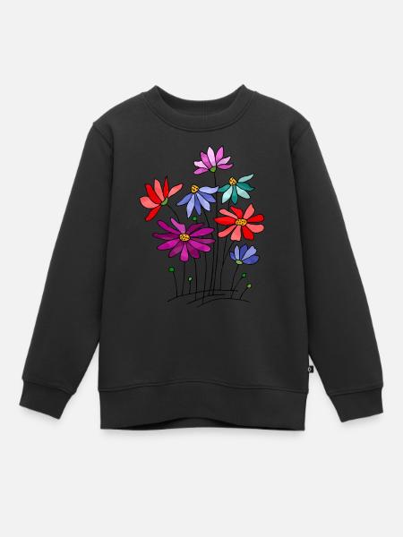 Blumen - Kinder Premium Organic Sweatshirt - Schwarz