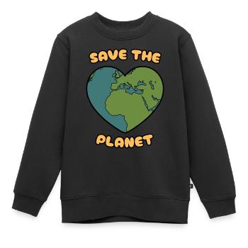 save the planet - Kinder Premium Organic Sweatshirt - Schwarz - Vorne - AI Model Kid Female (0cm)