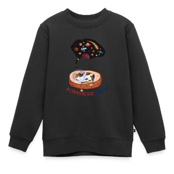 Chat rêveur - Sweat Premium enfant bio - noir - Devant - AI Model Kid Female (0cm)