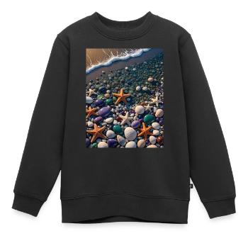 Seaside Star Treasure : Cyber Starfish - Kids Premium Organic Sweatshirt - black - Front - AI Model Kid Female (0cm)