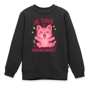 Je suis si mignonne. Dessin chat mignon pour fille - Sweat Premium enfant bio - noir - Devant - AI Model Kid Female (0cm)