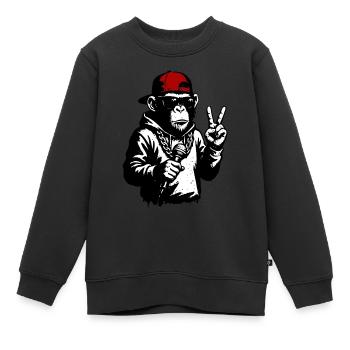 Cooler Affe - Kinder Premium Organic Sweatshirt - Schwarz - Vorne - AI Model Kid Female (0cm)