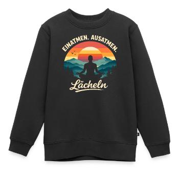 Inspire, expire, sourit, Yoga Dis Cadeau - Sweat Premium enfant bio - noir - Devant - AI Model Kid Female (0cm)