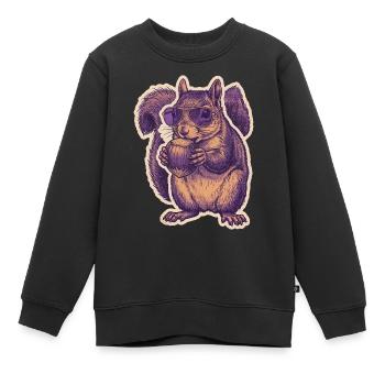 Eichhörnchen Mit Sonnenbrille Knabbert Haselnuss - Kinder Premium Organic Sweatshirt - Schwarz - Vorne - AI Model Kid Female (0cm)