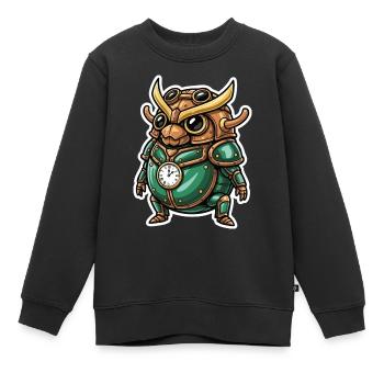 Scarabée Horloger Steampunk Armure Émeraude - Sweat Premium enfant bio - noir - Devant - AI Model Kid Female (0cm)