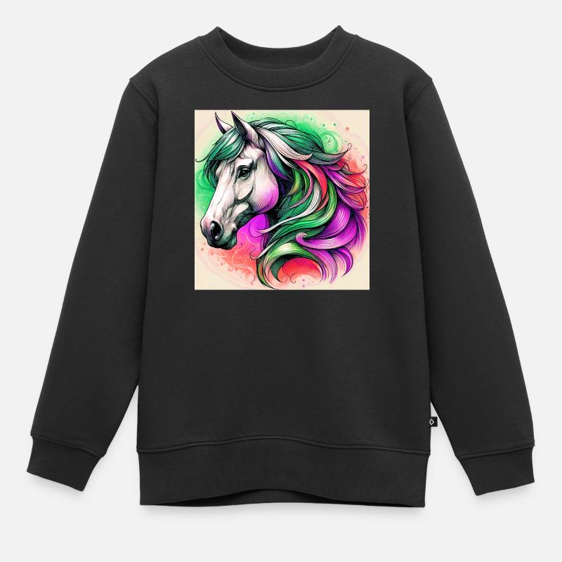 cheval - Sweat Premium enfant bio - noir