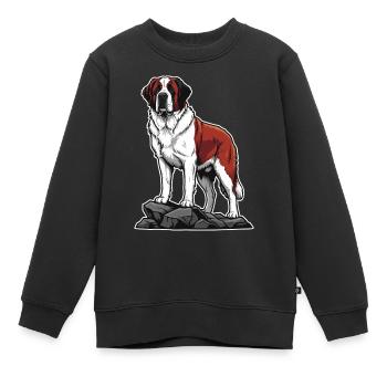 Retter des Sankt-Bernhardiner-Hundeporträts auf dem Felsen - Kinder Premium Organic Sweatshirt - Schwarz - Vorne - AI Model Kid Female (0cm)